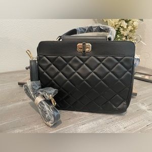 BAGDGLEY MISCHA Black Quilted Mini Tote Bag